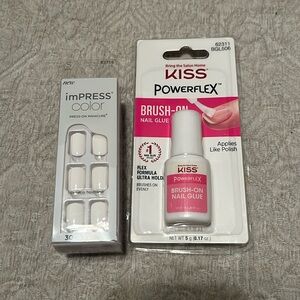 White press on nails and glue